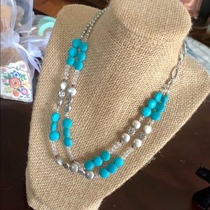 Turquoise and silver plunder necklace